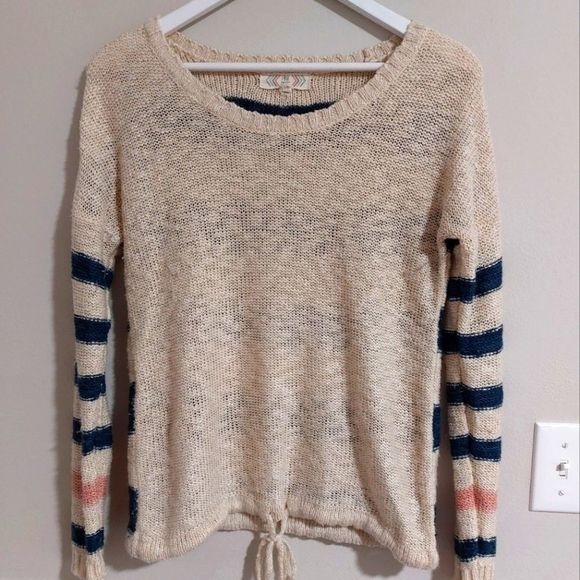 Pink Rose sweater with drawstring bottom - Picture 1 of 6